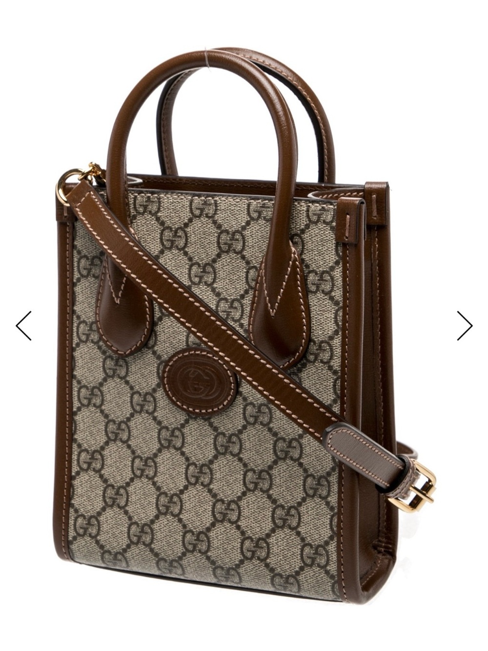 Gucci Brown GG Supreme Mini Tote with Top Handles NWT